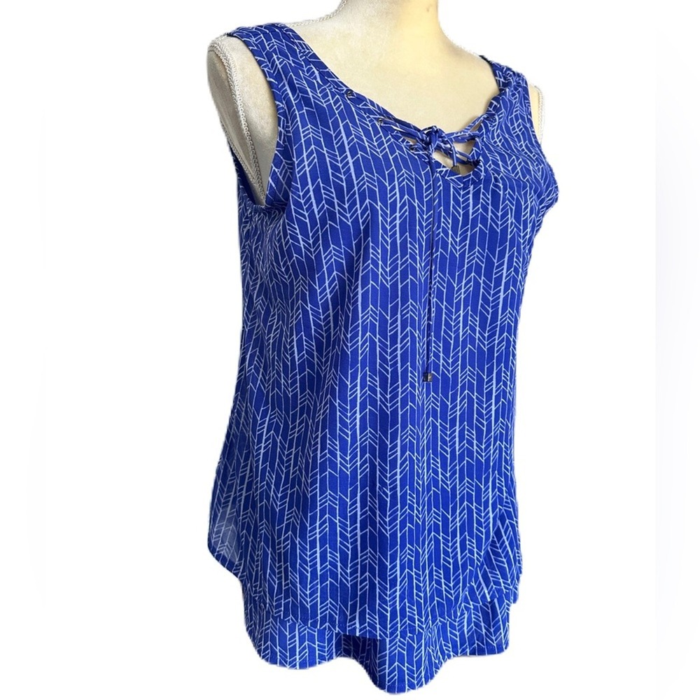 Worthington Women's Blue Flowy Chiffon Sleeveless Top Size M